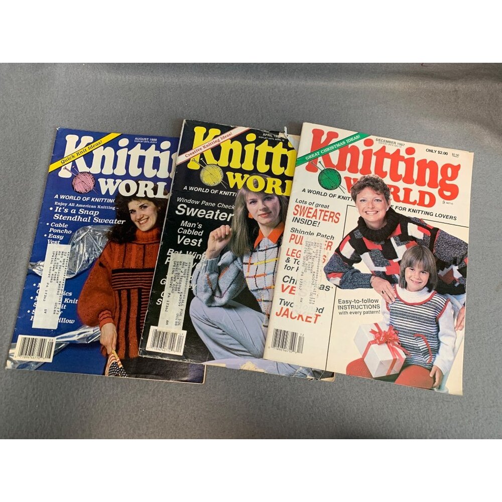 Vintage Knitting World Magazines Lot (1988-1987) For Knitting Lovers